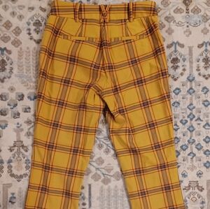 Anthropologie Women's Yellow Plaid Trousers Size 0